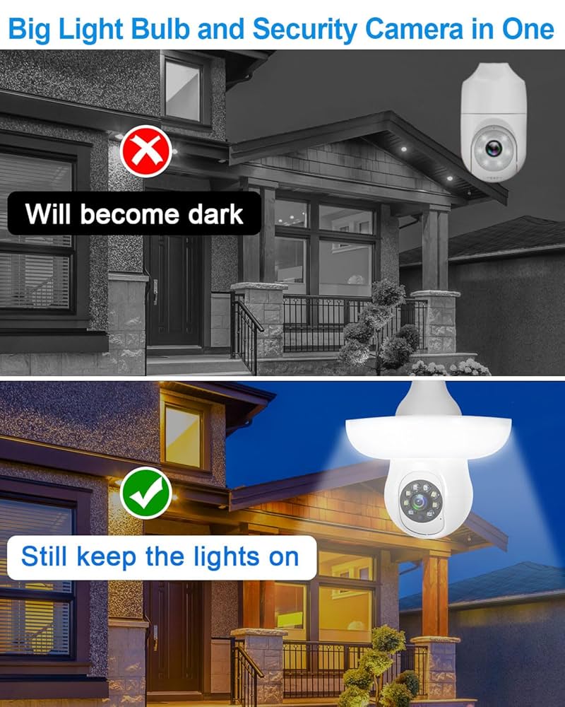 SCOPECAMLITE-L25 バッテリー2個付き Amazon.com : 3MP Light Bulb Security Camera with big light
